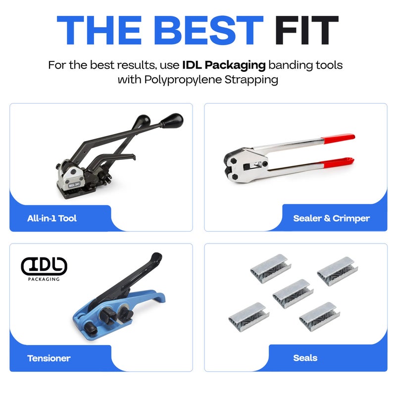 IDL Packaging 1/2" x 200' Polypropylene (PP) Strapping Coil (600 lbs Break Strength) in Ð¡ardboard Self-Dispenced Box - Lightweight and Affordable Poly Banding - Elastic and Flexible Packaging - Image 5